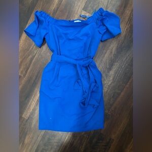 Eliza J Off-Shoulder Blue Dress